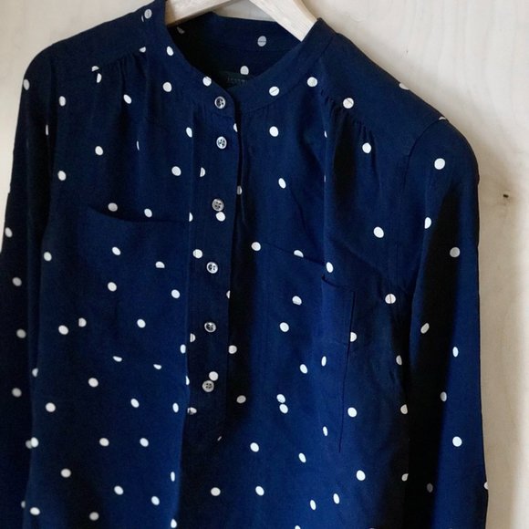 J.CREW silk polka dot popover blouse XS | 0 - Picture 2 of 4